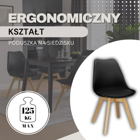 Krzesło Verde do jadalni, kuchni skandynawskie czarne