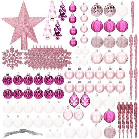 Bombki choinkowe 101 szt. różowe zestaw choinkowy ozdoby świąteczne
