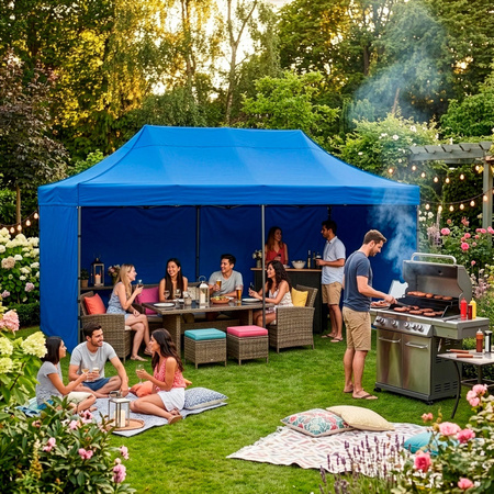 Pawilon handlowy 3x6 m namiot handlowy ekspresowy na imprezy, targ, catering, niebieski