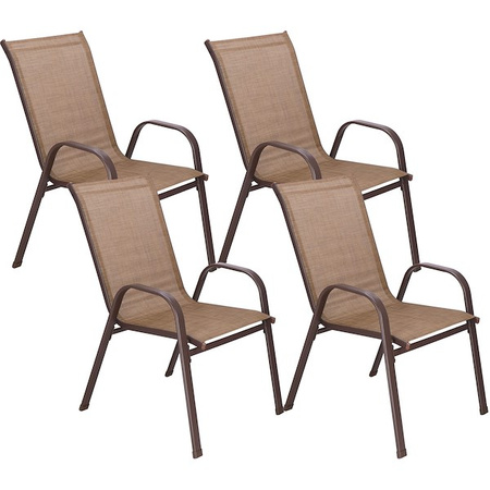 Krzesła tarasowe, komplet 4 krzeseł metalowych na balkon, do ogrodu brązowe 