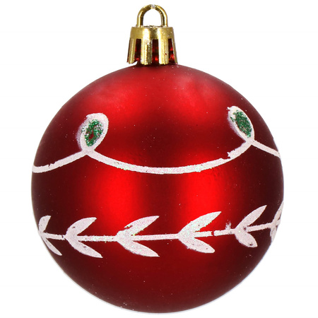 Bombki choinkowe 30 sztuk, czerwone 6 cm, zestaw choinkowy