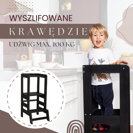 Kitchen helper, pomocnik kuchenny, podest dla dzieci 90 cm czarny