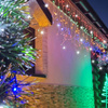 Kurtyna świetlna 300 led multikolor, flash biały zimny girlanda, lampki wewnętrzno-zewnętrzne sople