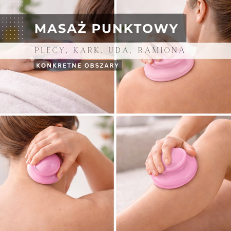 Bańki chińskie do masażu i pielęgnacji ciała, zestaw 4 rozmiarów, gumowe, różowe