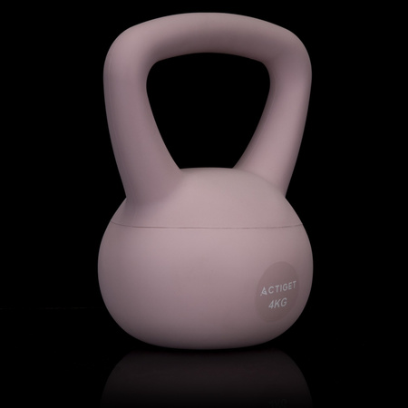Kettlebell miękki 4 kg ciężar do ćwiczeń, kula treningowa, fitness, jasnoróżowy