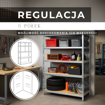 Regały metalowe magazynowe 2 szt. 180x90x30cm 875kg 5 półek do garażu, piwnicy