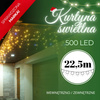 Kurtyna świetlna 500 led girlanda, lampki wewnętrzno-zewnętrzne 24 m sople biały ciepły + flash