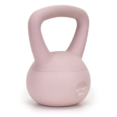 Kettlebell miękki 4 kg ciężar do ćwiczeń, kula treningowa, fitness, jasnoróżowy