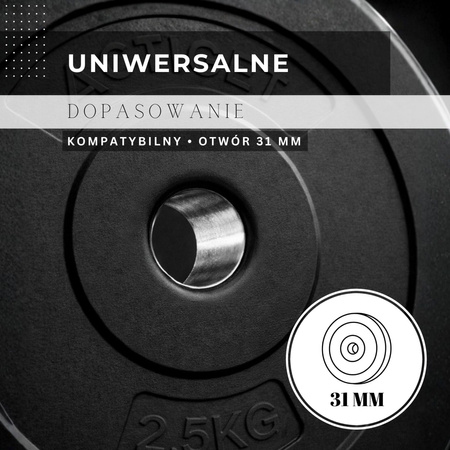 Obciążenie kompozytowe 5 kg 2 szt. talerze bitumiczne do sztangi 31 mm krążki do hantli