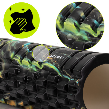 Roller fitness do masażu ciała, średnio twardy, wałek z wypustkami, czarny