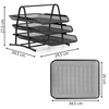 Organizer metalowy na biurko, przybornik trzypoziomowy na dokumenty A4, szuflady, czarny