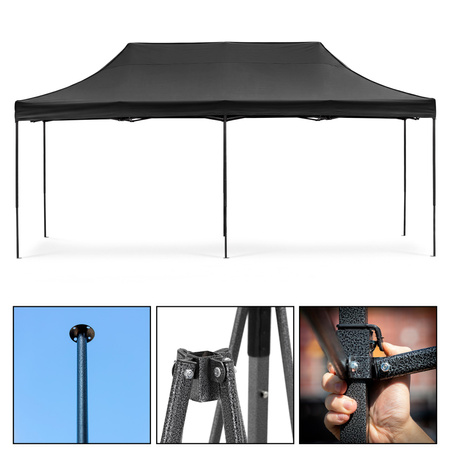 Pawilon handlowy 3x6 m namiot handlowy ekspresowy na imprezy, targ, catering, czarny