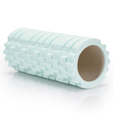 Roller fitness do masażu ciała, średnio twardy, wałek z wypustkami, miętowy