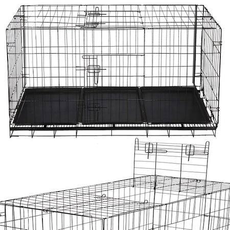 Klatka kennelowa dla zwierząt metalowy kojec dla psa kota XL 130 x 70 x 60 cm czarny