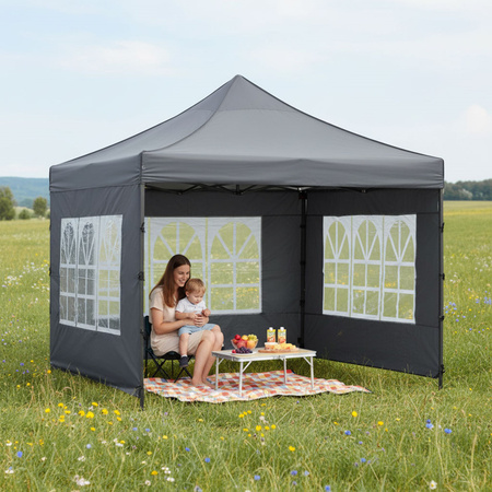Pawilon handlowy 3x3 m namiot handlowy ekspresowy na imprezy, targ, catering, ciemnoszary