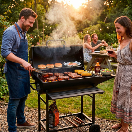 Grill na węgiel zamykany, grill ogrodowy do BBQ i grillowania