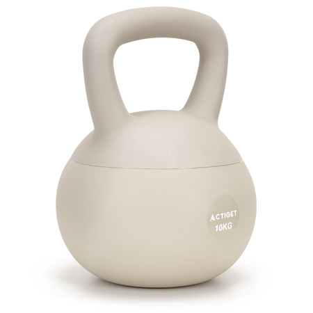 Kettlebell miękki 10 kg ciężar do ćwiczeń, kula treningowa, fitness, beżowy