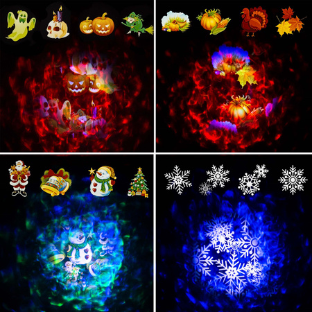 Projektor, rzutnik laserowy na dom, ścianę 12 slajdów, świąteczny, Halloween, pilot, timer