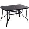 Zestaw mebli ogrodowych metalowy stół 150 cm ze szkła hartowanego i 4 krzesła czarne