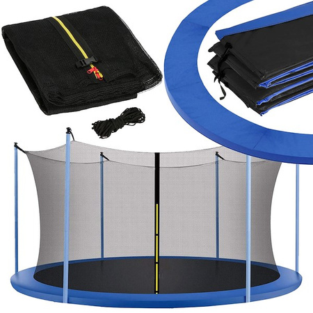 Siatka do trampoliny wewnętrzna z osłoną na sprężyny 305 cm 10 FT 6 słupków niebieska