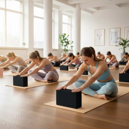 Kostka do jogi 23x15x7,5 cm pianka EVA blok do ćwiczeń klocek do pilates stretching czarny