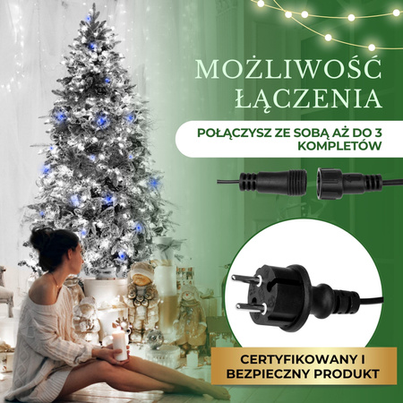 Lampki choinkowe 41,5 m zimny biały+ niebieski flash 500 led oświetlenie świąteczne IP44