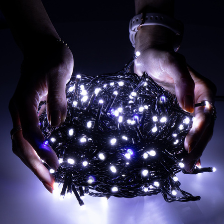Lampki choinkowe 41,5 m zimny biały+ niebieski flash 500 led oświetlenie świąteczne IP44