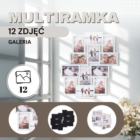 Ramka na zdjęcia 12 zdjęć multiramka 10x15 biała