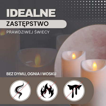 Świeca LED elektryczna 13,5 cm świeczka na baterie, wkład do znicza z ruchomym płomieniem
