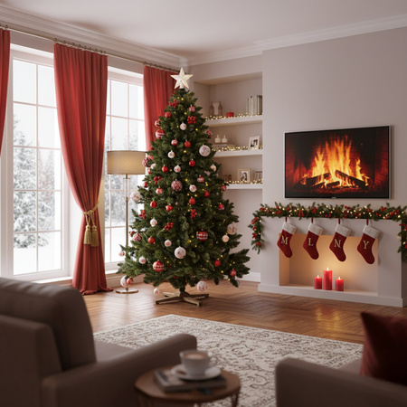 Sztuczna choinka sosna leśna 220 cm jak żywa Royal Trees premium z drewnianym stojakiem