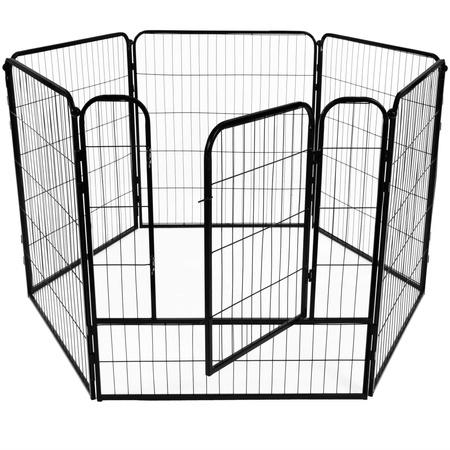 Kojec dla zwierząt wybieg dla szczeniaków klatka dla psa 184x94x100 cm czarna