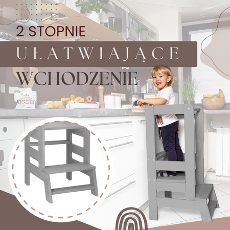 Kitchen helper pomocnik kuchenny, podest dla dzieci 90 cm szary
