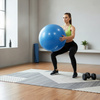 Piłka fitness 75 cm do ćwiczeń pilates i jogi z pompką, gimnastyczna, niebieska