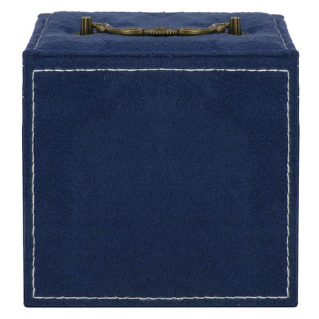 Szkatułka na biżuterię 12x12x12 cm granatowy kuferek z przegródkami welurowy