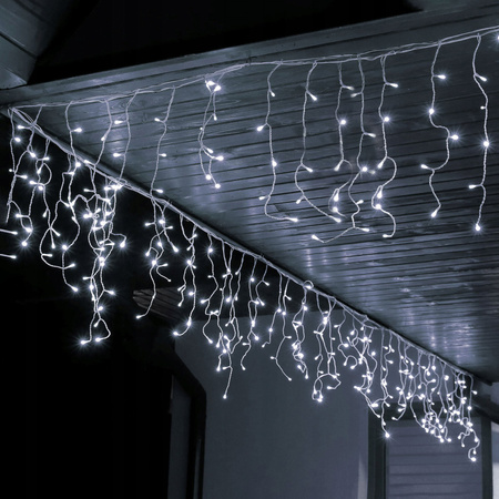 Kurtyna świetlna 1000 led girlanda, lampki wewnętrzno-zewnętrzne sople zimny biały