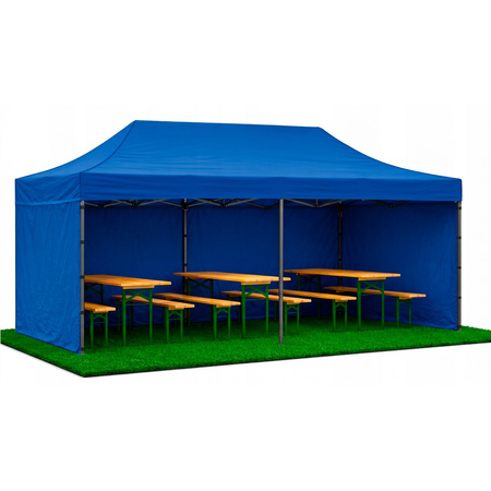 Pawilon handlowy 3x6 m namiot handlowy ekspresowy na imprezy, targ, catering, niebieski