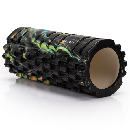 Roller fitness do masażu ciała, średnio twardy, wałek z wypustkami, czarny