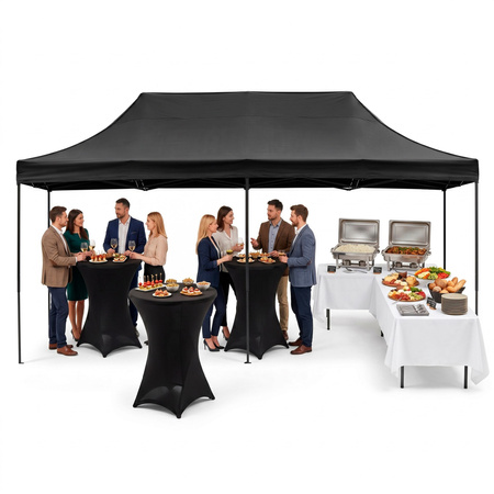Pawilon handlowy 3x6 m namiot handlowy ekspresowy na imprezy, targ, catering, czarny