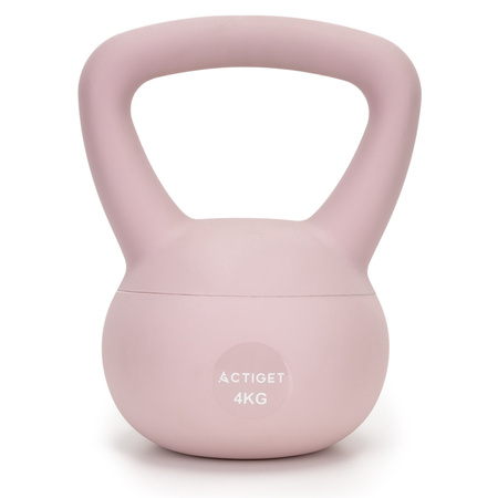 Kettlebell miękki 4 kg ciężar do ćwiczeń, kula treningowa, fitness, jasnoróżowy