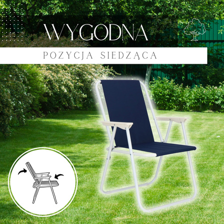 Krzesło składane turystyczne na plażę i do ogrodu granatowy