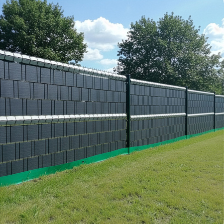 Taśma ogrodzeniowa PVC 35m x 19 cm 450 g/m2 z klipsami mocującymi 20 szt. antracyt