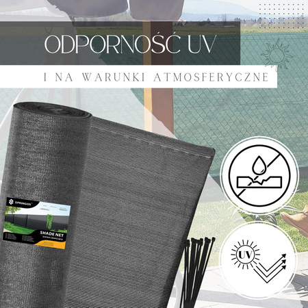 Siatka cieniująca 90% 1,5x50m osłona na ogrodzenie 1,5x50m jasny antracyt 200 szt. opasek