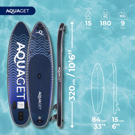 SUP 320 cm zestaw deska pompowana stand up paddleboard do pływania z siedziskiem, akcesoria