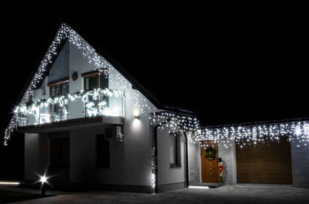 Kurtyna świetlna 1000 led girlanda, lampki wewnętrzno-zewnętrzne sople zimny biały